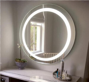 Led Front Round Mirror   Bathroom  HD Png Download