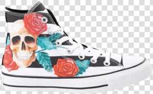 Converse Chuck Taylor All Star Hi Skull Roses Sneaker  HD Png Download