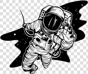 Stickers Tumblr En Blanco Y Negro On Log Wall   Illustration Astronaut Png  Transparent Png