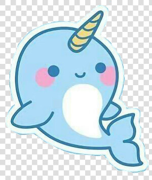  kawaii  unicornio  delfin  azulpastel  pequeñodelfin   Kawaii Cute Narwhal  HD Png Download