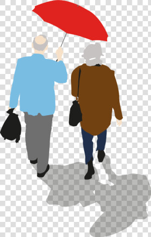 Older Couple Walking With Umbrella   Umbrella  HD Png Download