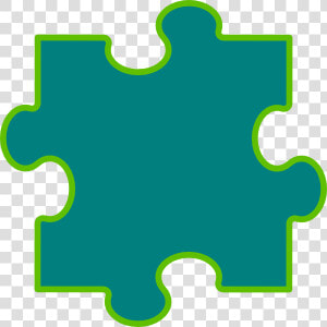 Blue Green Puzzle Piece Clip Art   Single Colored Puzzle Piece  HD Png Download