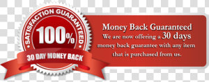 We Offer A 30 Days Money Back Guarantee   100 Satisfaction Guarantee  HD Png Download