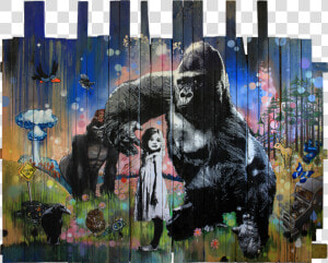 Girl Gorilla Reclaimed Wood Stencil Art Pipsqueak Was   Pipsqueak Was Here  HD Png Download