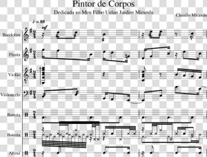 Pintor De Corpos Dedicada A Uelan Jardim Miranda Piano   Sheet Music  HD Png Download