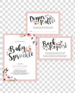 Baby Sprinkle Invitation Set Floral Editable Template   Calligraphy  HD Png Download