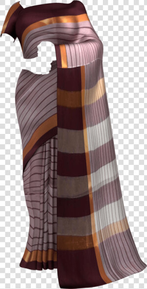 Maroon Cotton Saree With Thin Stripes Pattern Cotton   Gown  HD Png Download