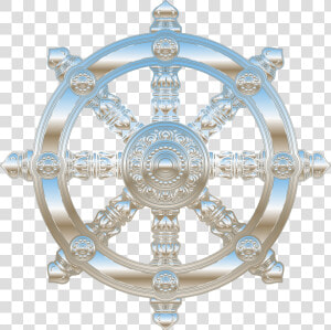 Environment Mapped Chrome Ornate Dharma Wheel Clip   Wheel Buddha 24 Thing Circle  HD Png Download