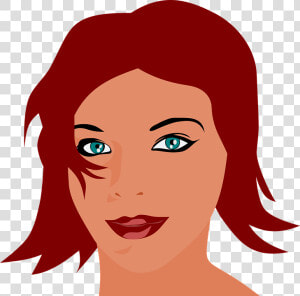 Woman  Red Hari  Face  Smile  Blue Eyes  Lipstick   Women Face Clip Art  HD Png Download