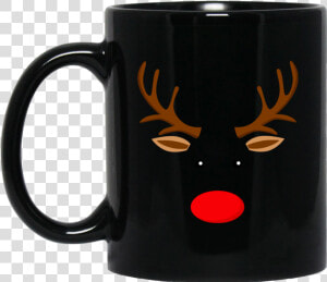 Reindeer Face Fun Print Clothes Red Nose Mugs Bm11oz   Naruto Shippuden Anti Village Symbols  HD Png Download