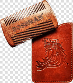 Bossman Pocket Size Sandalwood Comb  amp  Protective Case   Bossman Pocket Sandalwood Beard Moustache Comb  HD Png Download