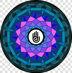 Mandala With Healing Hand Symbol In Pink And Blue   Circle  HD Png Download