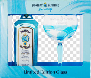 Bombay Sapphire Gin 70cl Glass Pack   Wine Glass  HD Png Download