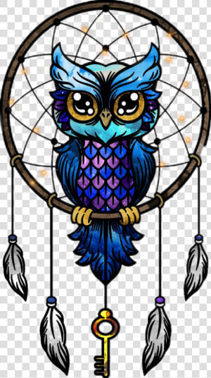 Owl Mandala Dreamcatcher Image Drawing   Owl Dream Catcher Colored  HD Png Download