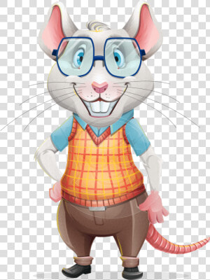 Smart Mouse With Glasses Cartoon Vector Character   Mouse Cartoon Characters Png  Transparent Png