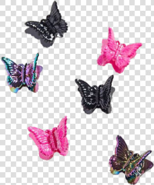  pink  butterfly  black  hairclip  clips  kidcore  emo   Swallowtail Butterfly  HD Png Download