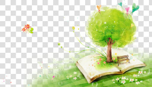 Para Principiantes Trees Watercolor Books Green In   Watercolor Background Books  HD Png Download