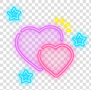  freetoedit  neon  pink  yellow  blue  heart  stars   Love Neon Png Picsart  Transparent Png