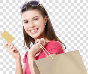 Young Girl Holdind Shopping Bags And Credit Card   Transparent Background Shopping Png  Png Download