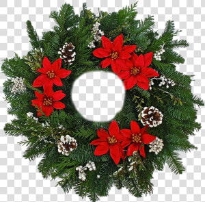 Fresh Poinsettias Png Hd   Wreath  Transparent Png