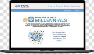 Image Of Millennial Health Infographic On Laptop   Typing  HD Png Download