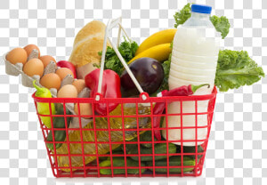 Shopping Basket With Groceries  HD Png Download