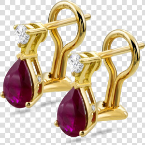 18k Yellow Gold Diamond Earrings With Rubies   Gold Diamond Earrings Png  Transparent Png