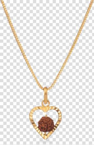 Heart Shaped Increated Rudraksha Pendant In 22ct Gold   Locket  HD Png Download