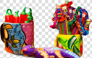 Colorful Hand painted Pottery And Embroidered Textiles   Mexico Souvenirs For Kids  HD Png Download