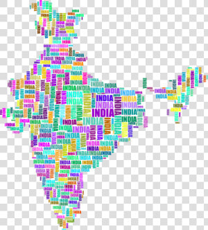 Map art symmetry   India Map Typography  HD Png Download