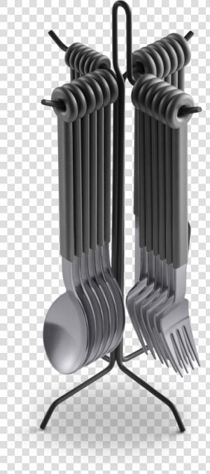 Mono Ring Flatware Set 24 Stand Grey   Mono Ring Flatware Set Black With Stand  HD Png Download