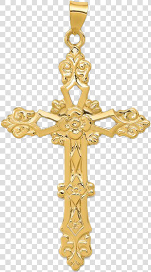 Large Gold Cross Pendant   Croix De Bapteme Orthodoxe  HD Png Download