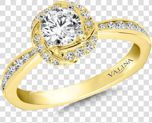 Valina Halo Engagement Ring Mounting In 14k Yellow   Pre engagement Ring  HD Png Download