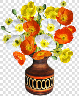 Poppies  Vase  Flower   Vas Bunga Png  Transparent Png