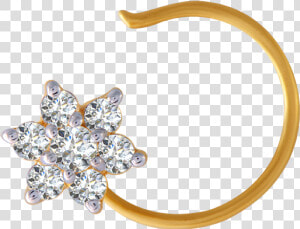 18kt Yellow Gold And Diamond Nose Pin For Women  HD Png Download