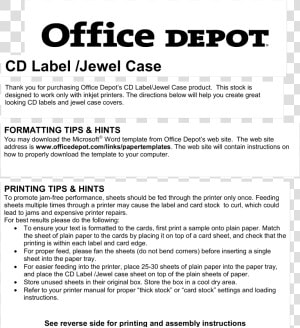 Cd Case Template Main Image   Office Depot  HD Png Download