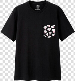 Kaws X Uniqlo Bff Pocket Tee Black Data Max Width   Uniqlo X Kaws Pocket Tee  HD Png Download