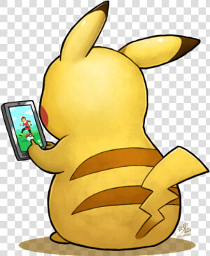 Pikachu Playing Pokemon Go   Png Download   Pikachu Playing Pokemon Go  Transparent Png