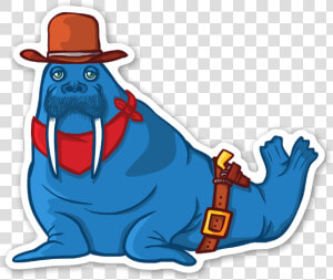 The Blue Walrus   Walrus With Cowboy Hat  HD Png Download