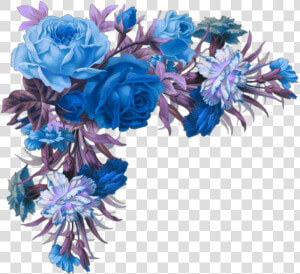  mq  blue  purple  flowers  flower  leafs  garden   Vintage Floral Corner Border Png  Transparent Png