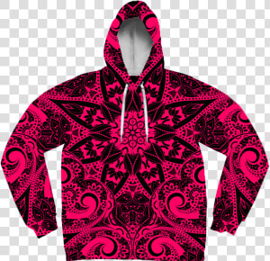 Electro Pink Mandala Unisex Hoodie Pullover Hoodies   Vintage Flowers Hoodie  HD Png Download