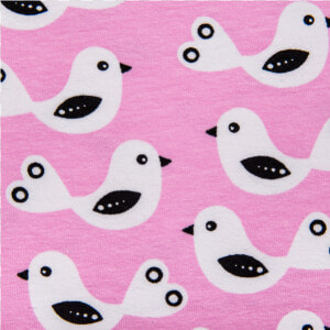 Cotton Jersey Printed Pigeons In Pink Multicolored   Cartoon  HD Png Download