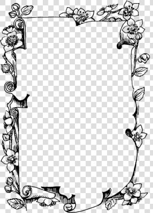 Flower Scroll Frame Click Here To Download Now Fairy   Flower Frame Black And White  HD Png Download