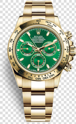 Rolex Oyster Perpetual Cosmograph Daytona 18k Yellow   Rolex Daytona Gold Green Dial  HD Png Download