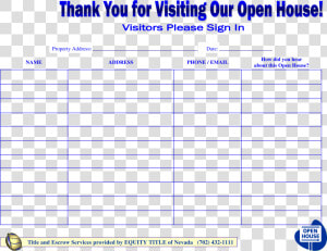 Free Sign In Sheet Unique Free Open House Sign In Sheet   Downloadable Free Open House Sign In Sheet  HD Png Download