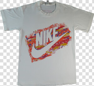 Rare Vintage Nike T Shirt 80s 90s Tee   Nike White Colorful Shirt  HD Png Download