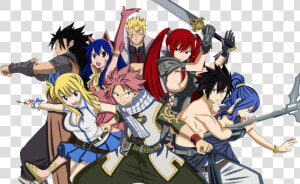 Gajeel  Lucy  Wendy  Natsu  Laxus  Erza  Gray  And   Fairy Tail Natau E Lucy  HD Png Download