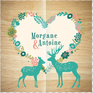 Faire part De Mariage Montagnard  Couronne De Fleurs   Faire Part Mariage Cerf  HD Png Download