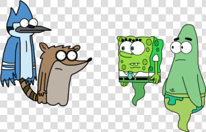 Spongebob And Patrick Vs Mordecai And Rigby   Png Download   Mordecai And Rigby Ghosts  Transparent Png