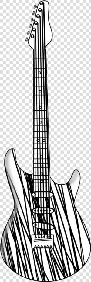 Guitar Black White Line Art Coloring Book Christmas   Guitar No Background Black And White  HD Png Download